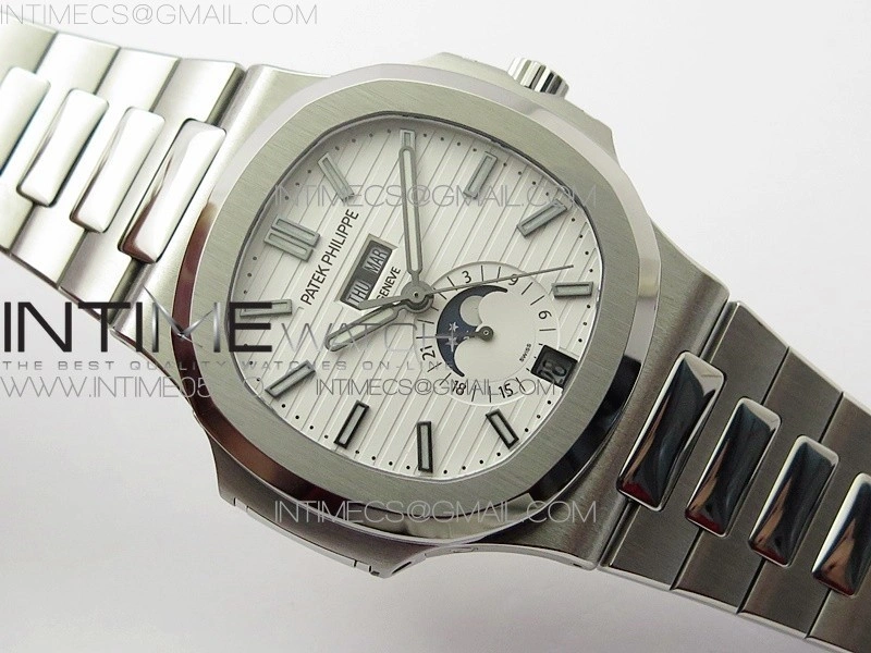 NAUTILUS 5726 SS GRF 1:1 BEST EDITION WHITE DIAL WORKING ANNUAL CALENDARON SS BRACELET A.324 V3